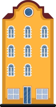 Cartoon orange building with red roof vector illustartion on white background