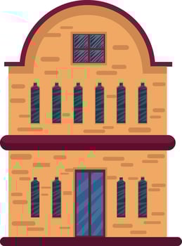Cartoon orange building with red roof vector illustartion on white background