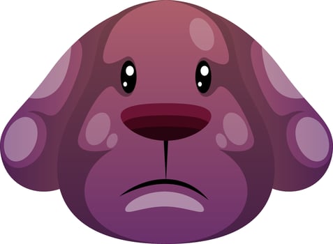 Sad purple cartoon dog vector illustartion on white background