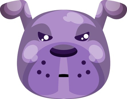 Grumpy purple cartoon dog vector illustartion on white background