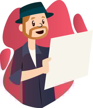 Cartoon young artist vector illustartion on white background
