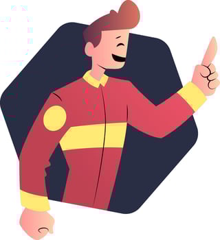 Cartoon man in red uniform vector illustartion on white background