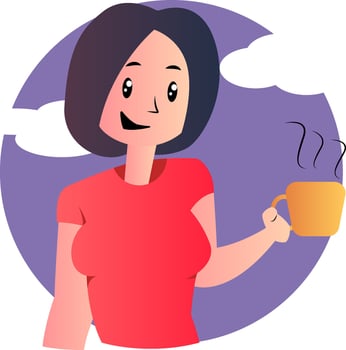 Cute cartoon girl holding coffee vector illustartion on white background