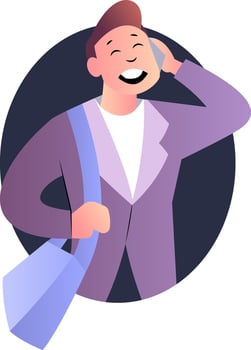 Cute cartoon guy speaking on the phone vector illustration on white background