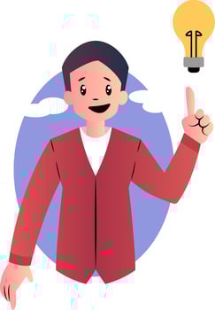 Cartoon guy having good idea vector ilustartion on white background