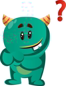 Confused green monster vector illustration