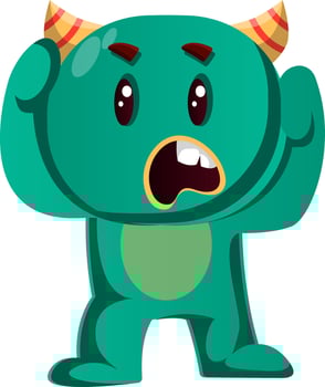 Green monster is confused vector illustration