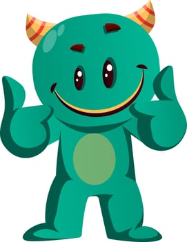 Green monster giving two thumbs up vector illustration