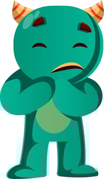 Green monster is afraid vector illustration