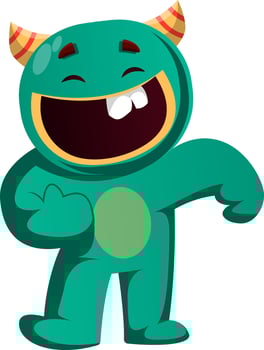 Green monster in a good mood vector illustration