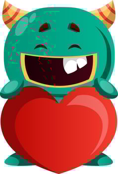 Green monster sharing love vector illustration