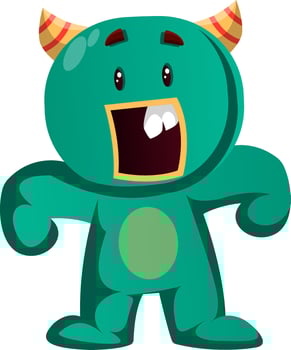 Green monster surprised vector illustration
