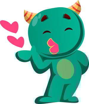 Green monster sending kisses vector illustration