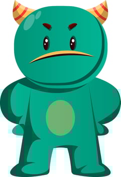 Green monster is insulted vector illustration