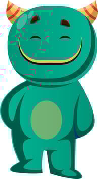 Vector illustration of a green monster that is satisfied