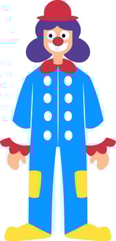 Clown character in colorful suit vector illustration on a white background