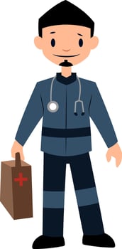 Paramedic in blue uniform character vector illustration on a white background