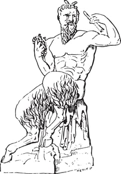 Pan, vintage engraving. vector