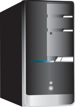 PC computer tower on white vector