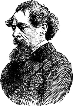 Charles Dickens, vintage illustration vector