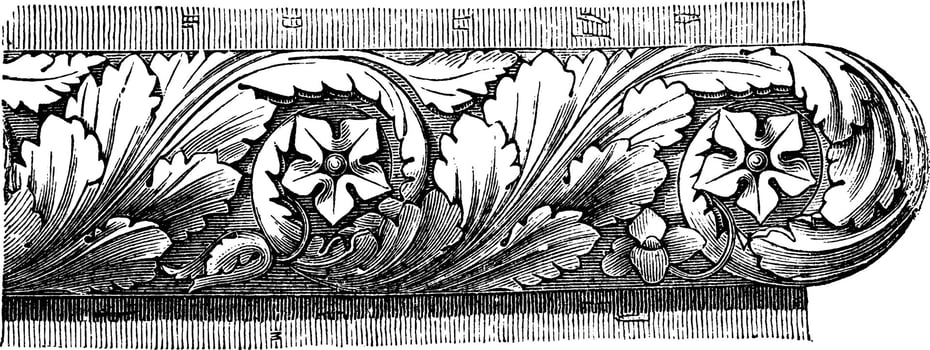 Roman Astragal, the massive character of Roman architecture, vintage engraving. vector