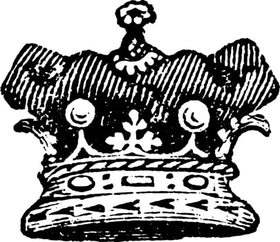 Marquis Coronet by a nobleman or lady, vintage engraving. vector