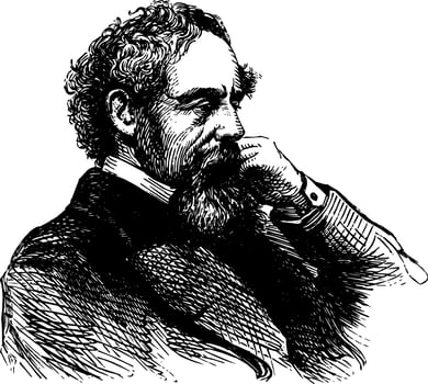 Charles Dickens, vintage illustration vector