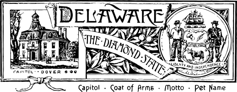 The state banner of Delaware the diamond state vintage illustration vector
