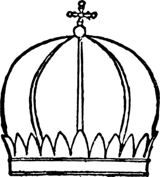 Mitre of Armenian Priest vintage engraving. vector