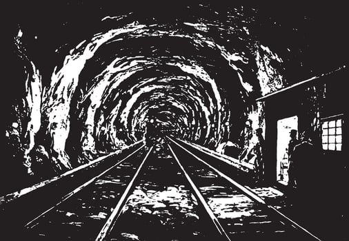 Hoosac Tunnel, vintage illustration. vector