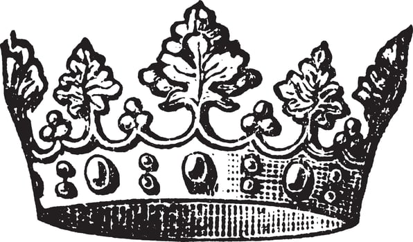 Crown, vintage illustration. vector