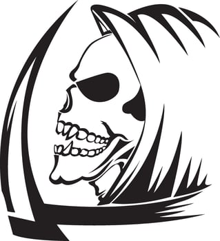 Tattoo of a grim reaper with scythe, vintage engraving. vector