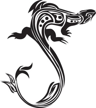 Chameleon tattoo design, vintage engraving. vector