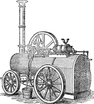 Vapor or Steam machine, vintage engraving. vector