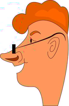 Caricature of ginger boy smilling vector illustration on white background.