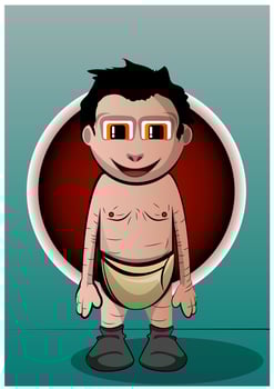 Smiling dude in diapers, illustration vector