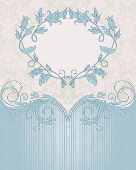 Blue floral card vector