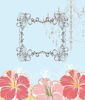 Vintage invitation card with ornate elegant retro abstract floral design vector