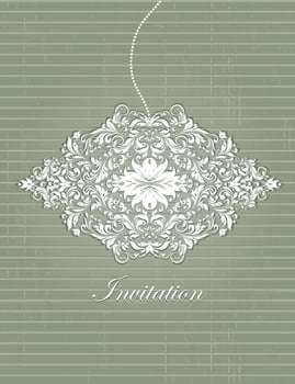 Vintage invitation card with ornate elegant retro abstract floral design vector