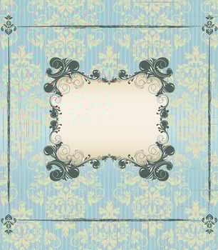 Vintage invitation card with ornate elegant retro abstract floral design vector