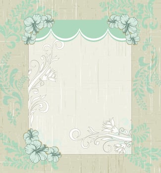 Vintage invitation card with ornate elegant retro abstract floral design vector