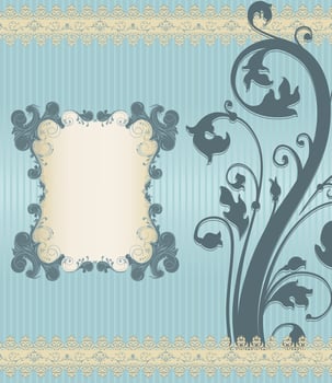 Vintage invitation card with ornate elegant retro abstract floral design vector
