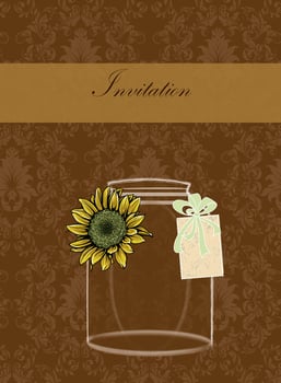 Vintage invitation card with ornate elegant retro abstract floral design vector