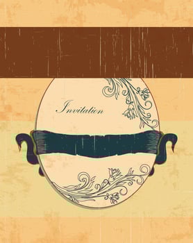 Vintage invitation card with ornate elegant retro abstract floral design vector