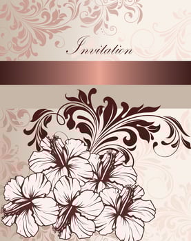 Vintage invitation card with ornate elegant retro abstract floral design vector