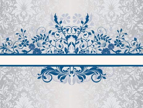 Vintage invitation card with ornate elegant retro abstract floral design vector
