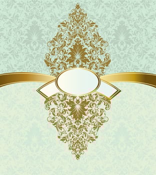 Vintage invitation card with ornate elegant retro abstract floral design vector
