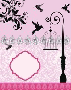 Vintage invitation card with ornate elegant retro abstract floral design vector