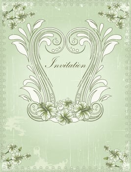 Vintage invitation card with ornate elegant retro abstract floral design vector