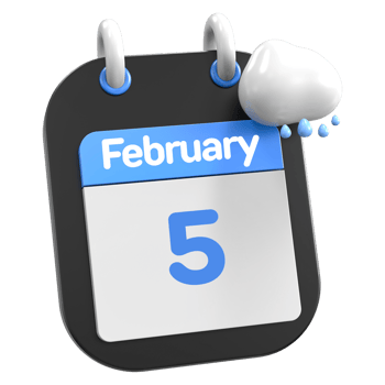 February Calendar Raining Cloud 3D Illustration Day 5 png